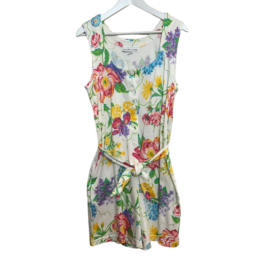 Vintage 80s 90s Adrienne Vittadini Floral Romper Cotton Made in the USA Medium
