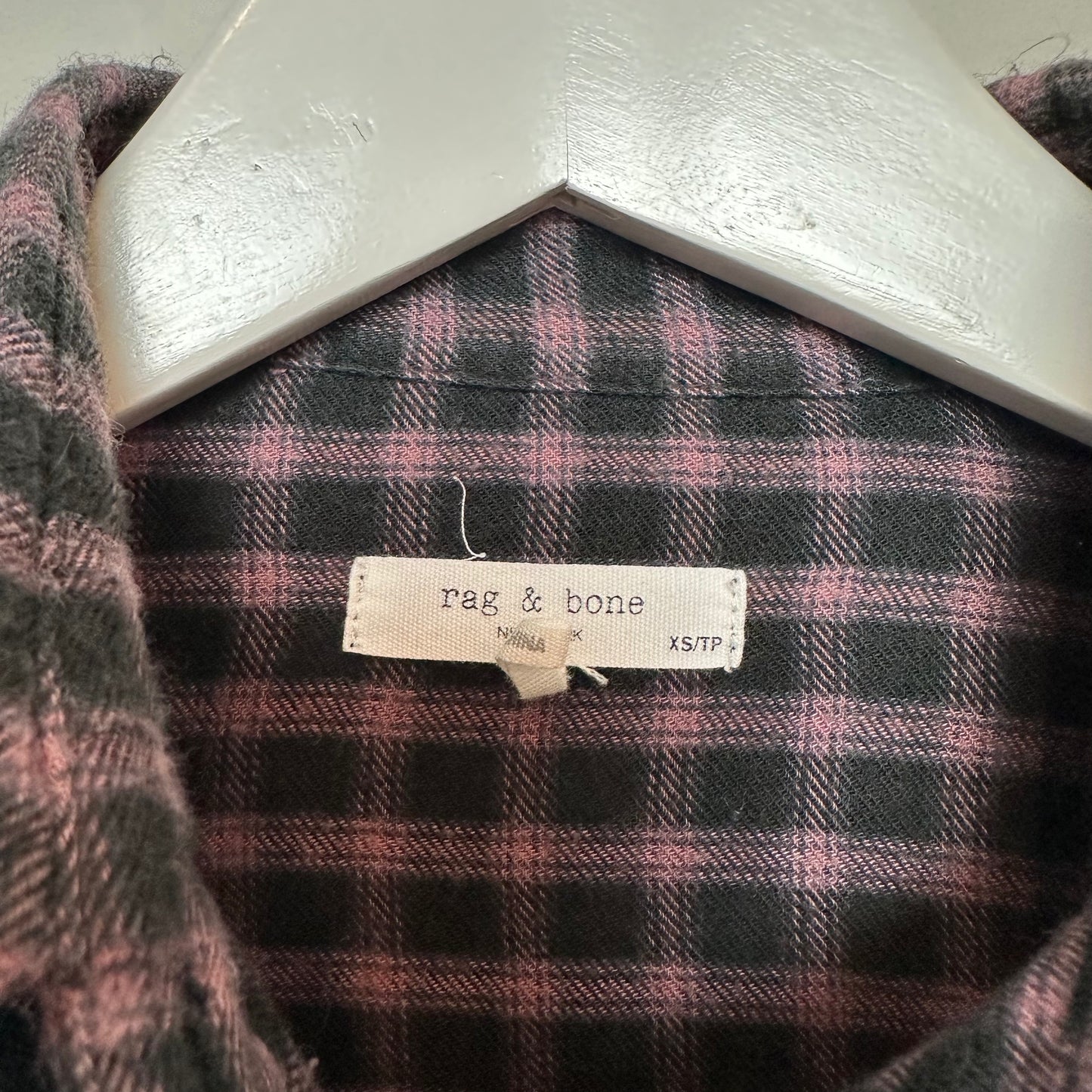 Rag & Bone Iris Plaid Flannel Shirt Black Pink Collared Button Up XS