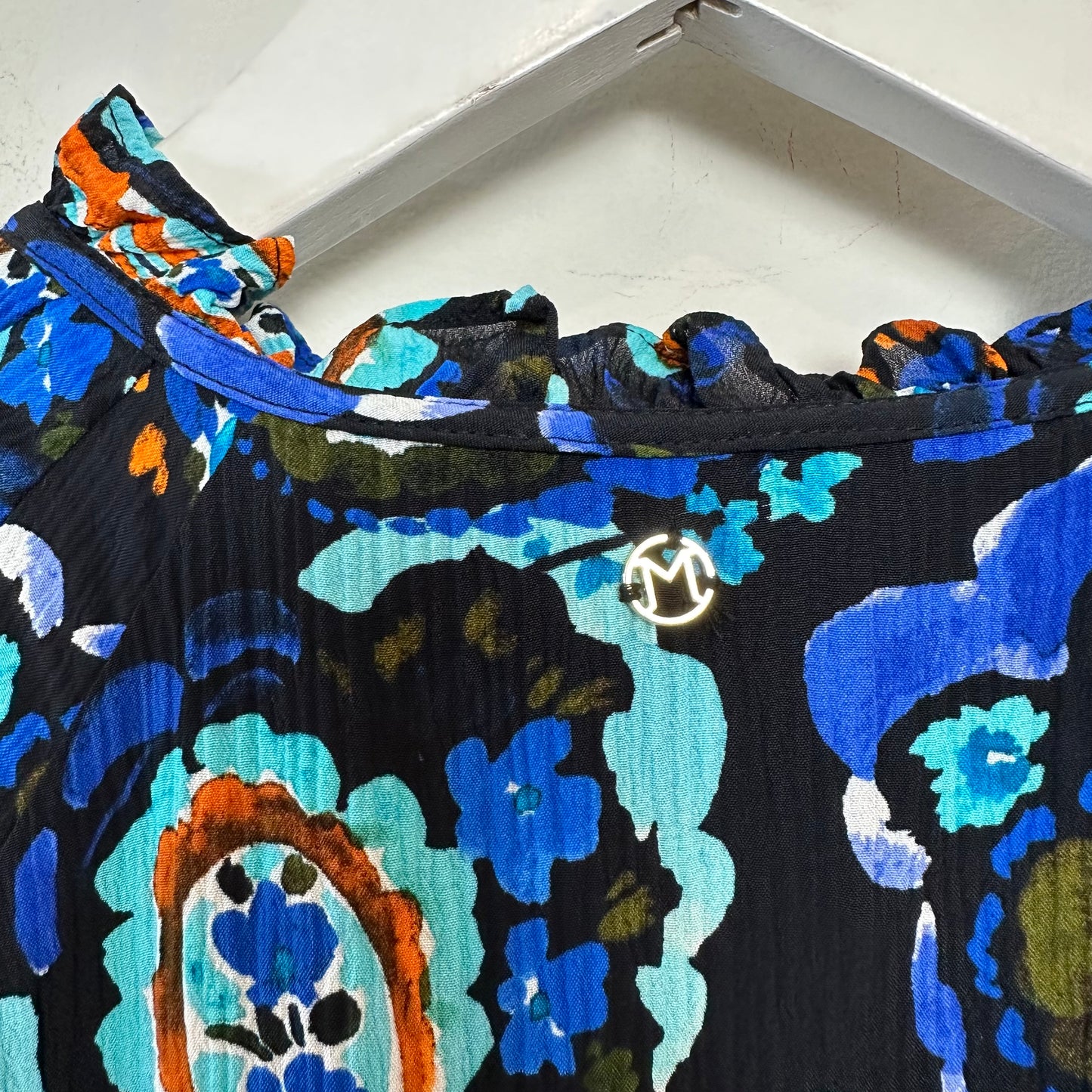 Marie Oliver Frida Dress Midnight Paisley Dress Blue Black Mini Short Sleeve Small