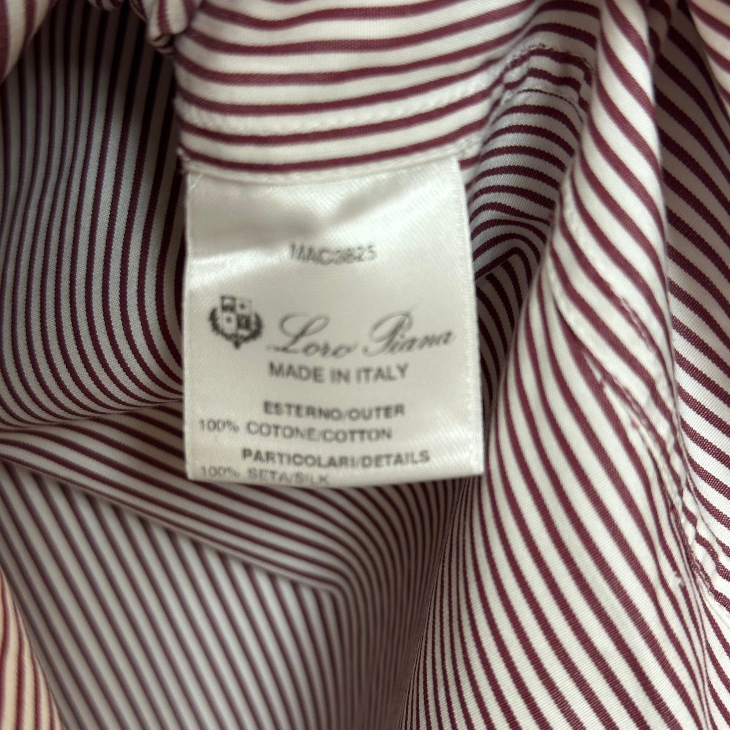 Loro Piana Button Up Dress Shirt Collared Long Sleeve Striped Red Cotton Silk
