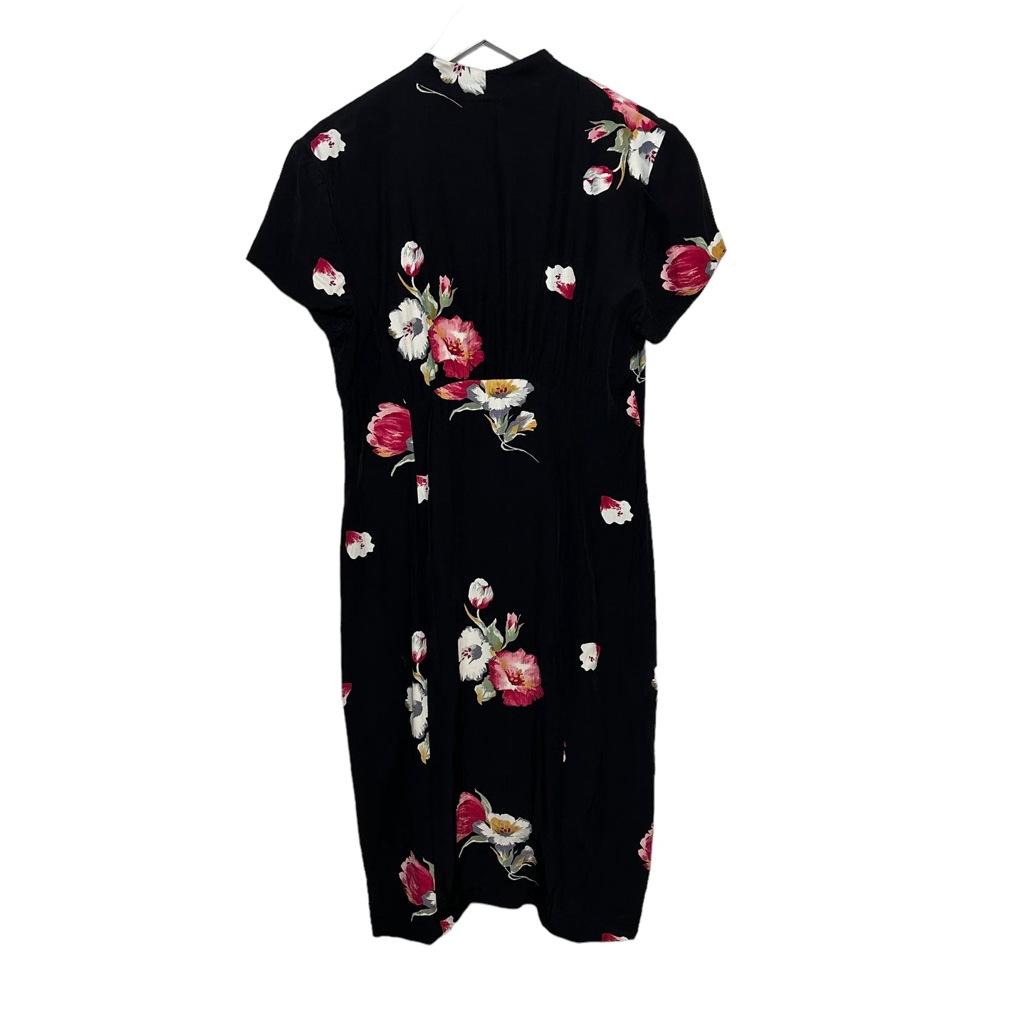 Vintage 90s R.J. Stevens Black Floral Dress Made in the USA Rayon 12