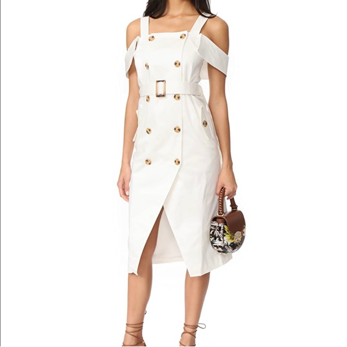 C/MEO Collective Framework Dress Navy Blue Midi Double Breasted Trench Small