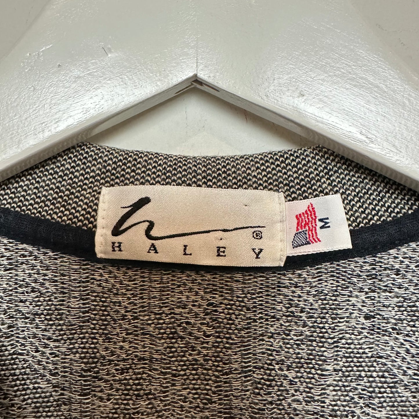 Vintage 90s Haley Polo Shirt Golf Geometric Patterned Black Collared Medium