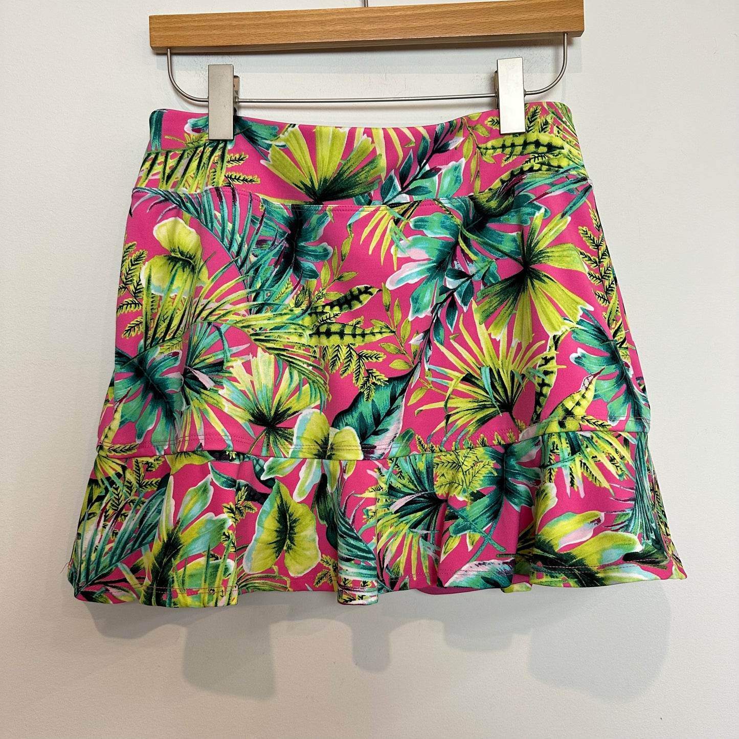 Tommy Bahama Golf Skirt Skort Tropical Ruffle Pickleball Pink Green Large