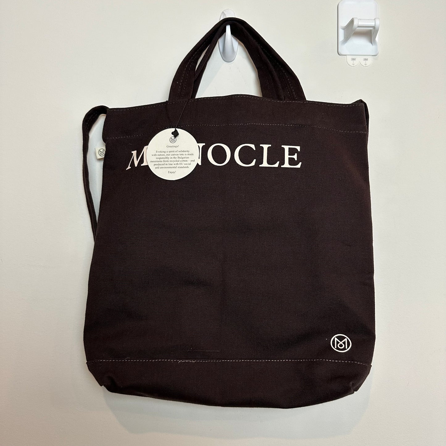 New with Tags Monocle Tote Bag Magazine Market Brown Canvas Shoulder Strap