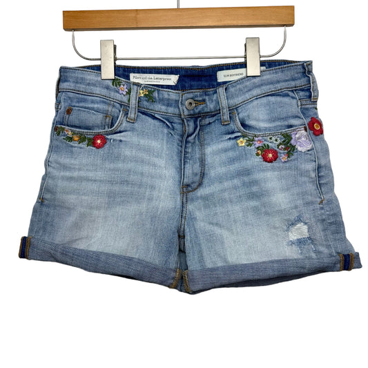 Anthropologie Pilcro and the Letterpress Slim Boyfriend Floral Fruit Embroidered Jean Shorts 27