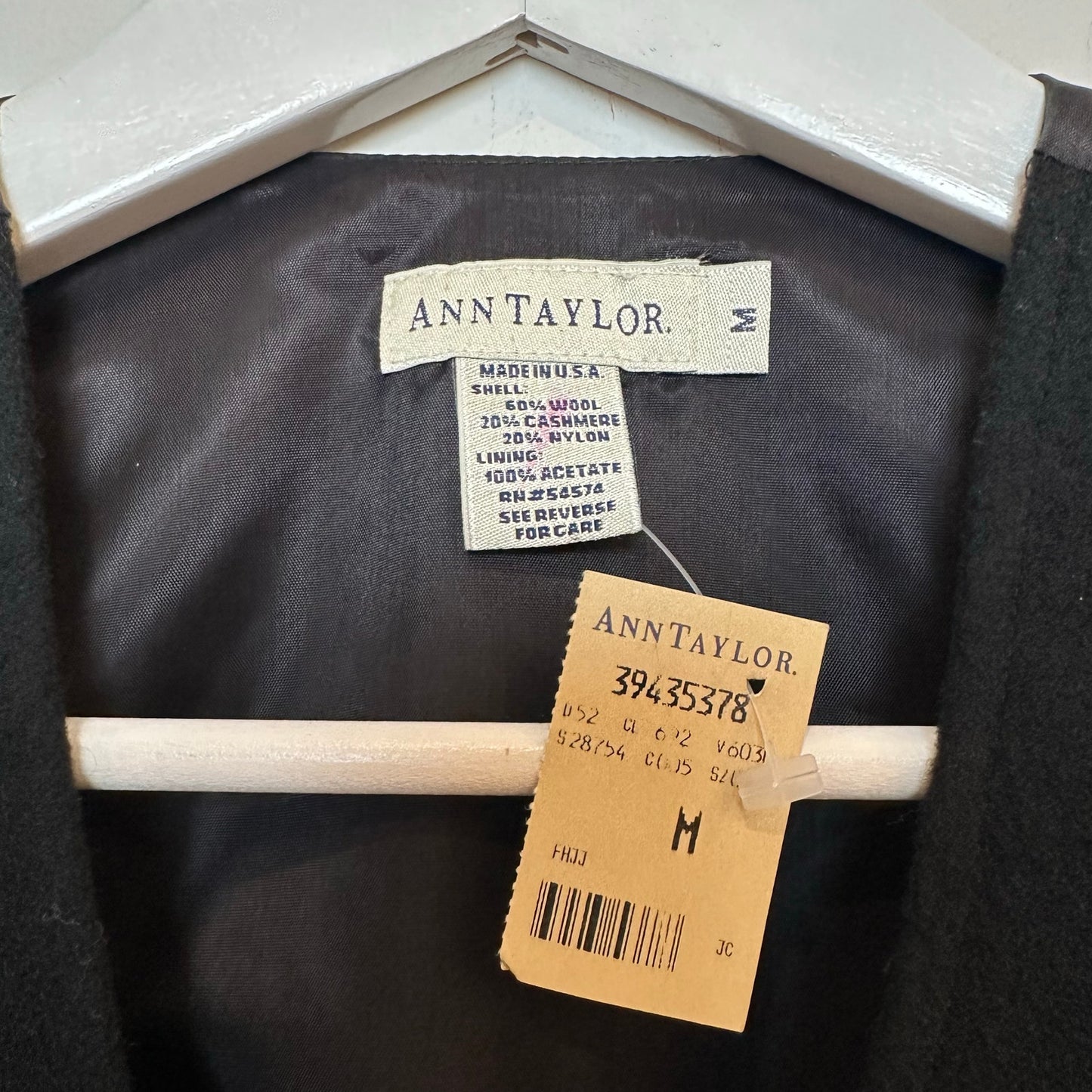 NWT Vintage 90s Ann Taylor Vest Suit Tailored Wool Cashmere Black Medium