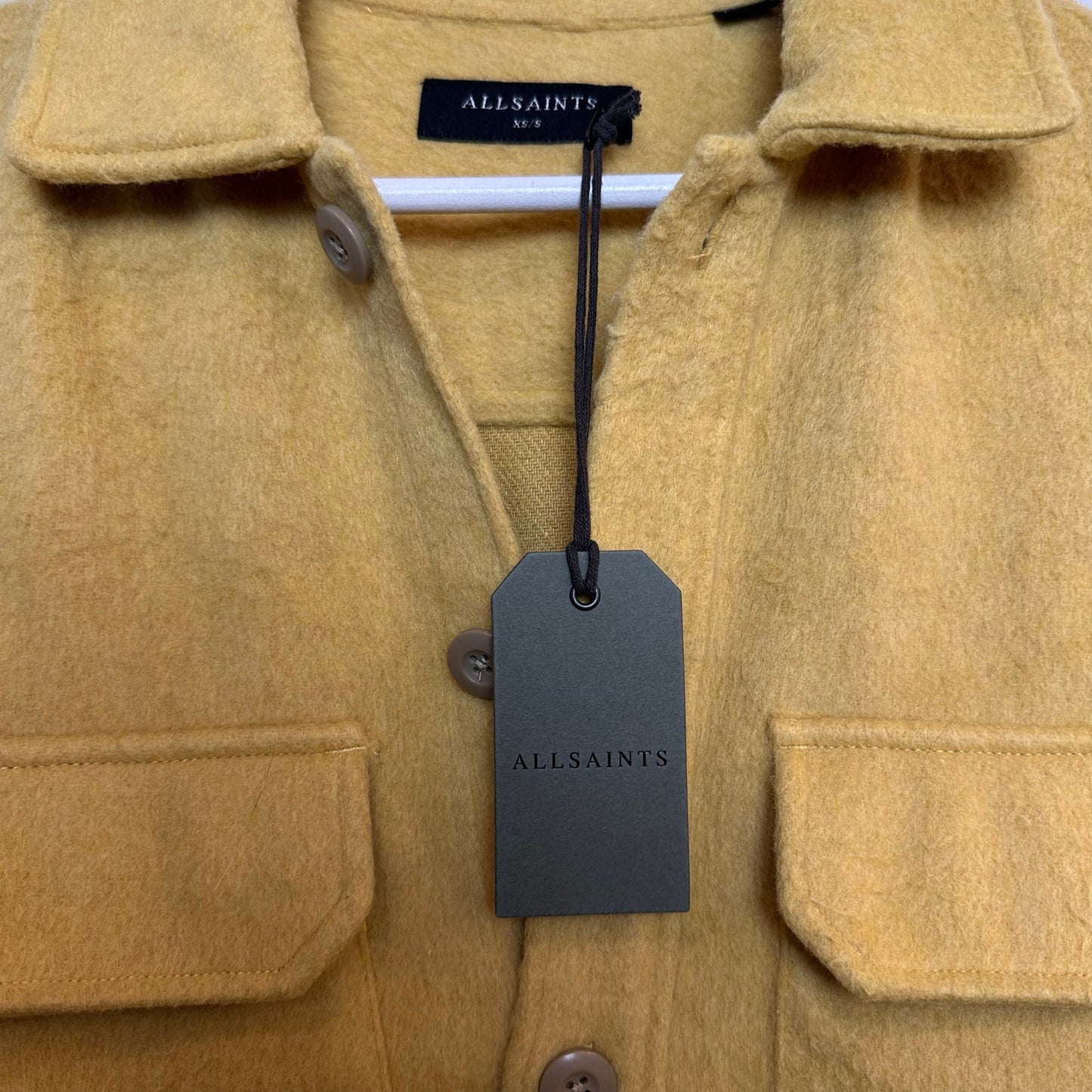 NWT Allsaints Colton Shirt Overshirt Shacket Shirt Jacket Oversized Yellow Small