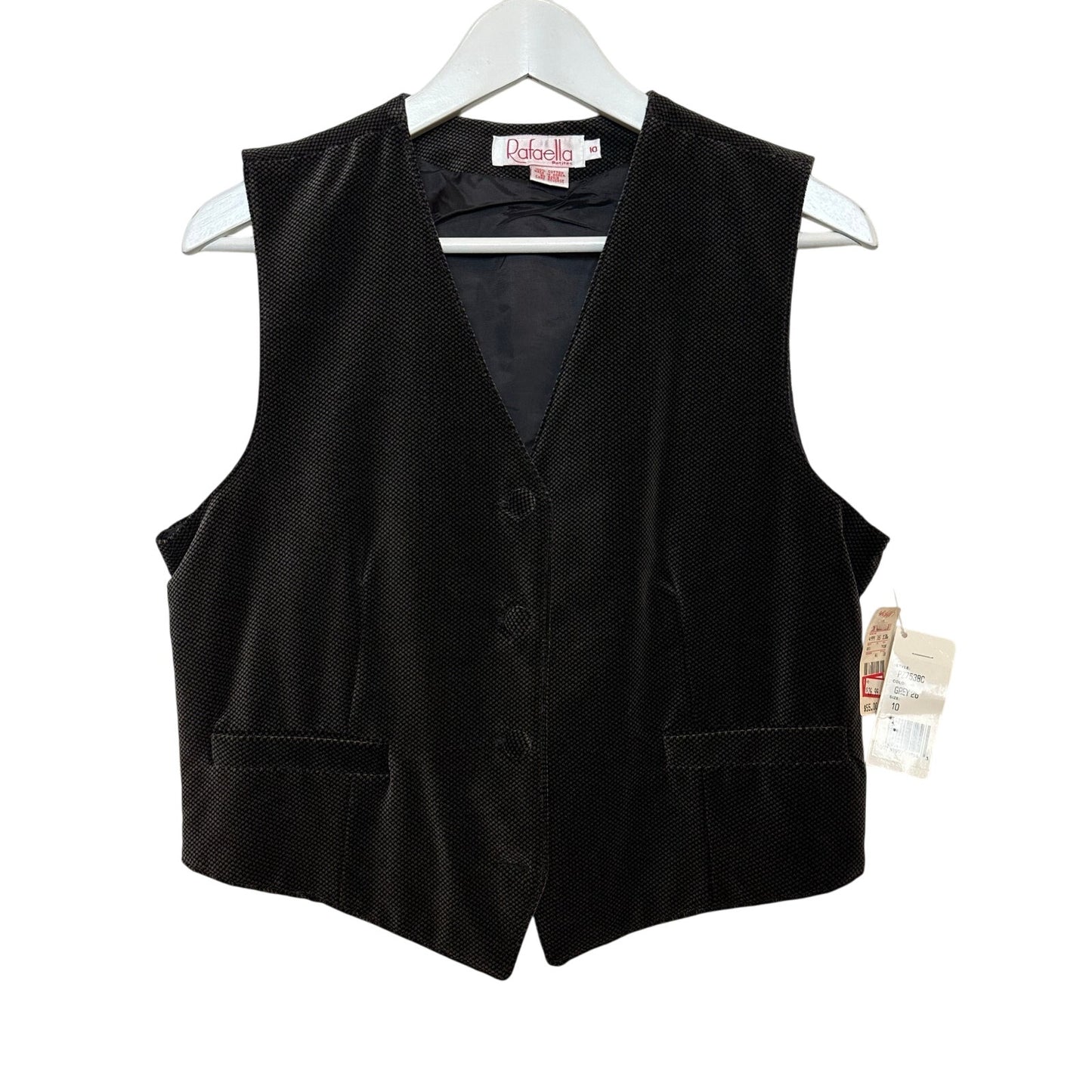 NWT Vintage 80s 90s Rafaella Vest Velvet Velour Cropped Suit Tailored 10