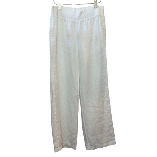 Lilly Pulitzer Linen Pants Beach Palazzo White Wide Leg Straight Mid Rise Medium
