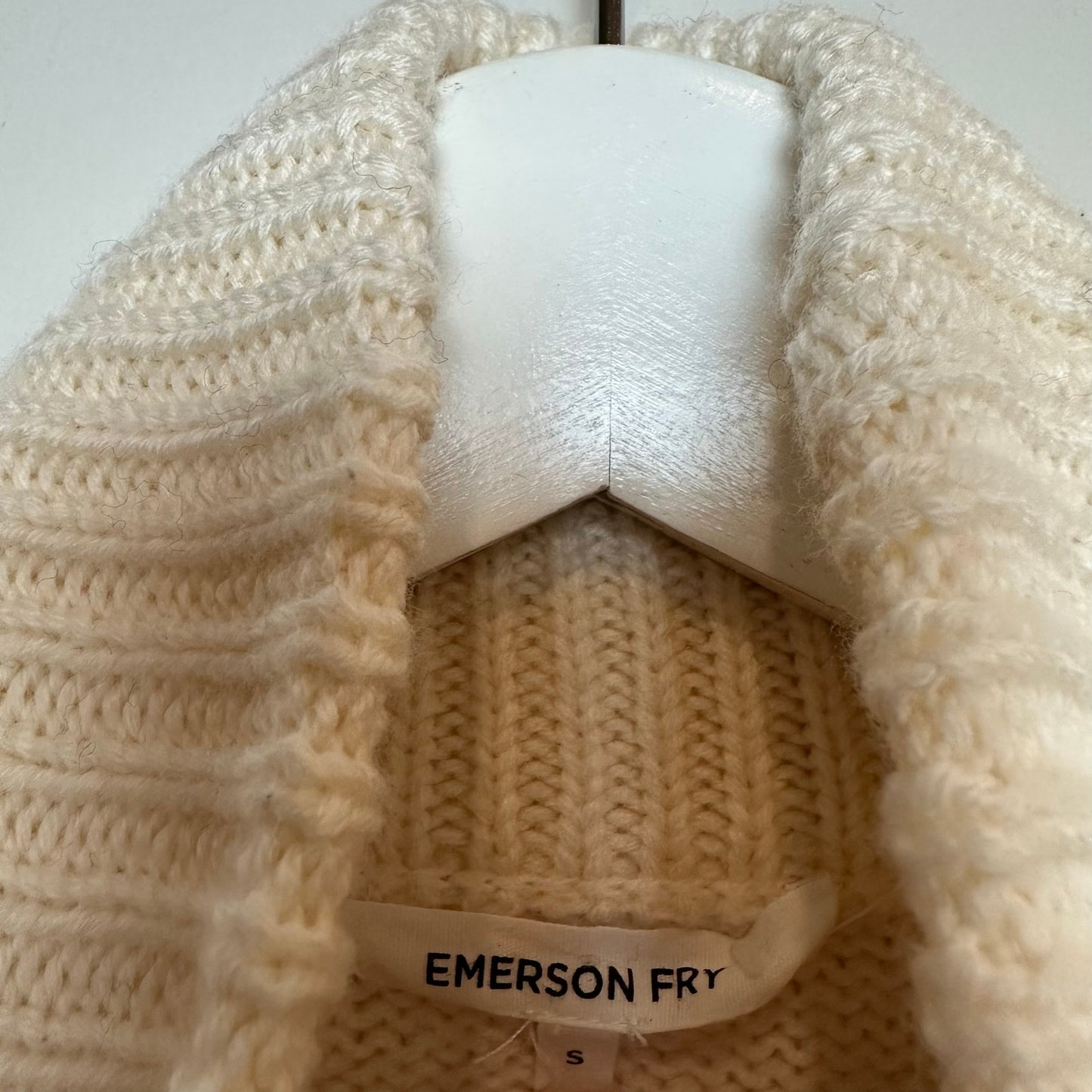 Emerson Fry Mila Sweater Black Ivory Chunky Knit Turtleneck Merino Wool Small