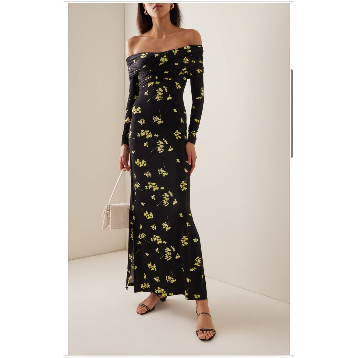 NWT Cara Cara Mirana Dress Off-the-shoulder Floral jersey Maxi Long Sleeve M