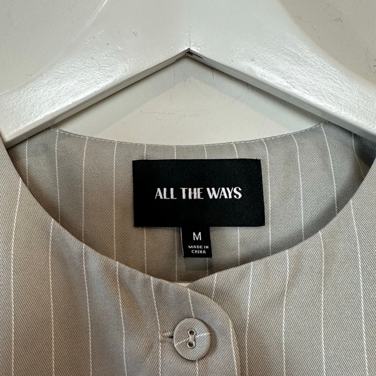 Revolve All The Ways Jianna Vest Top Grey White Pinstripes Suiting Button Medium