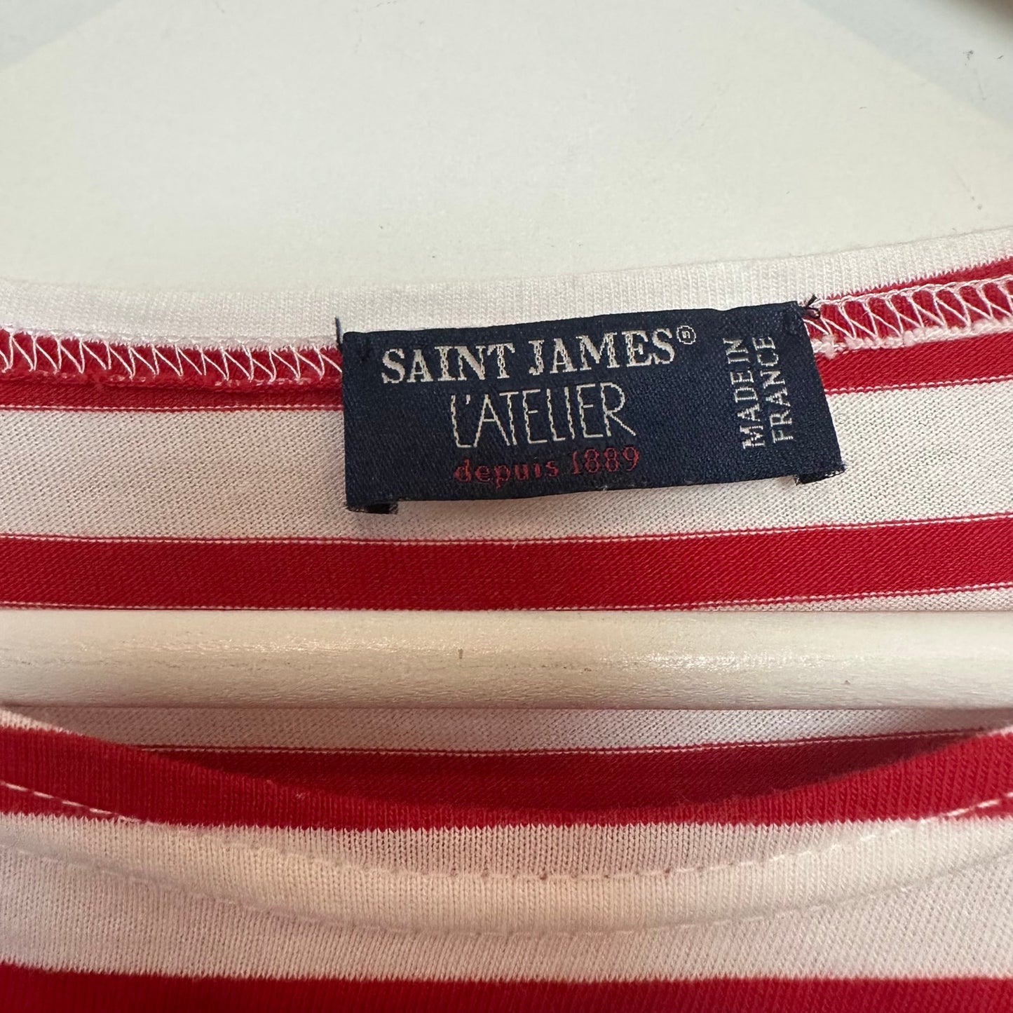 Saint James Neige-Marine Minquiers Moderne Shirt Red White Striped T-Shirt