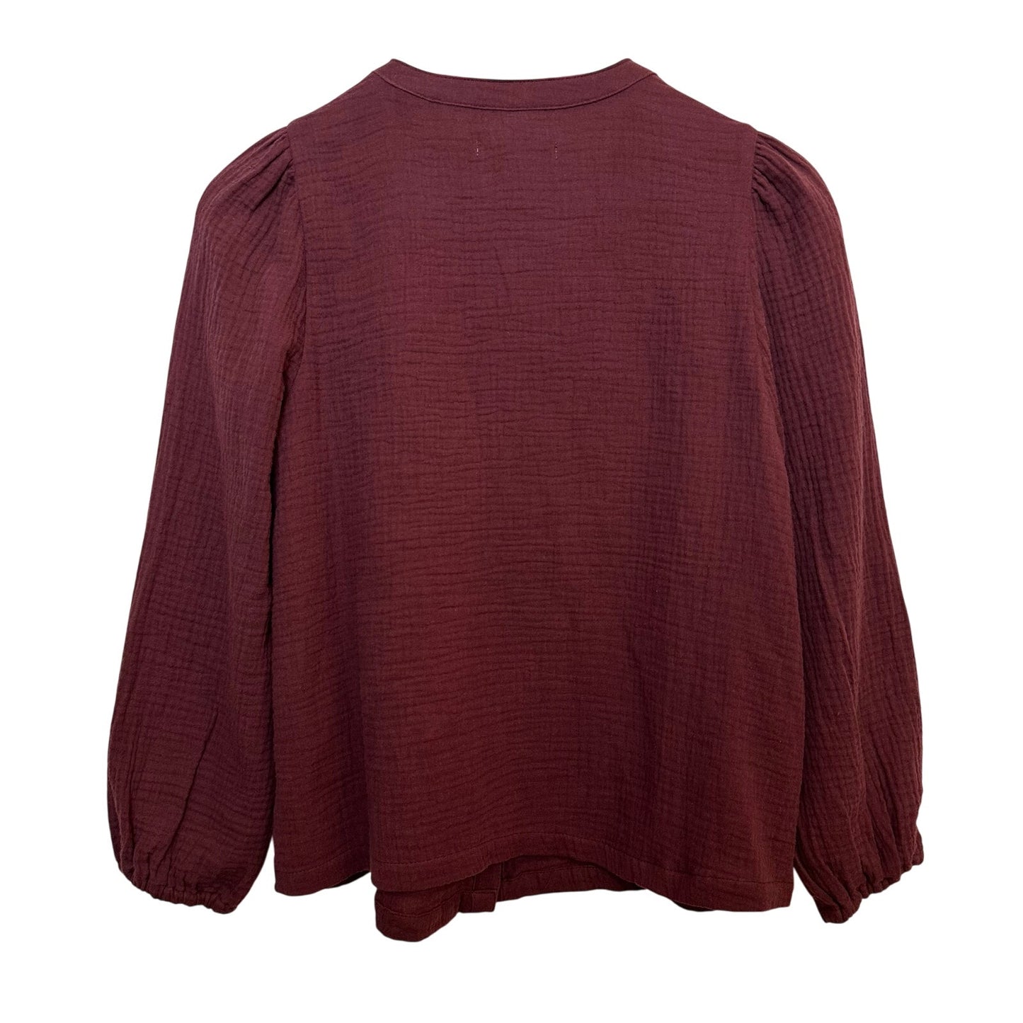 Marine Layer Colette Button Up Top Blouse Long Sleeve Maroon Burgundy Gauze S