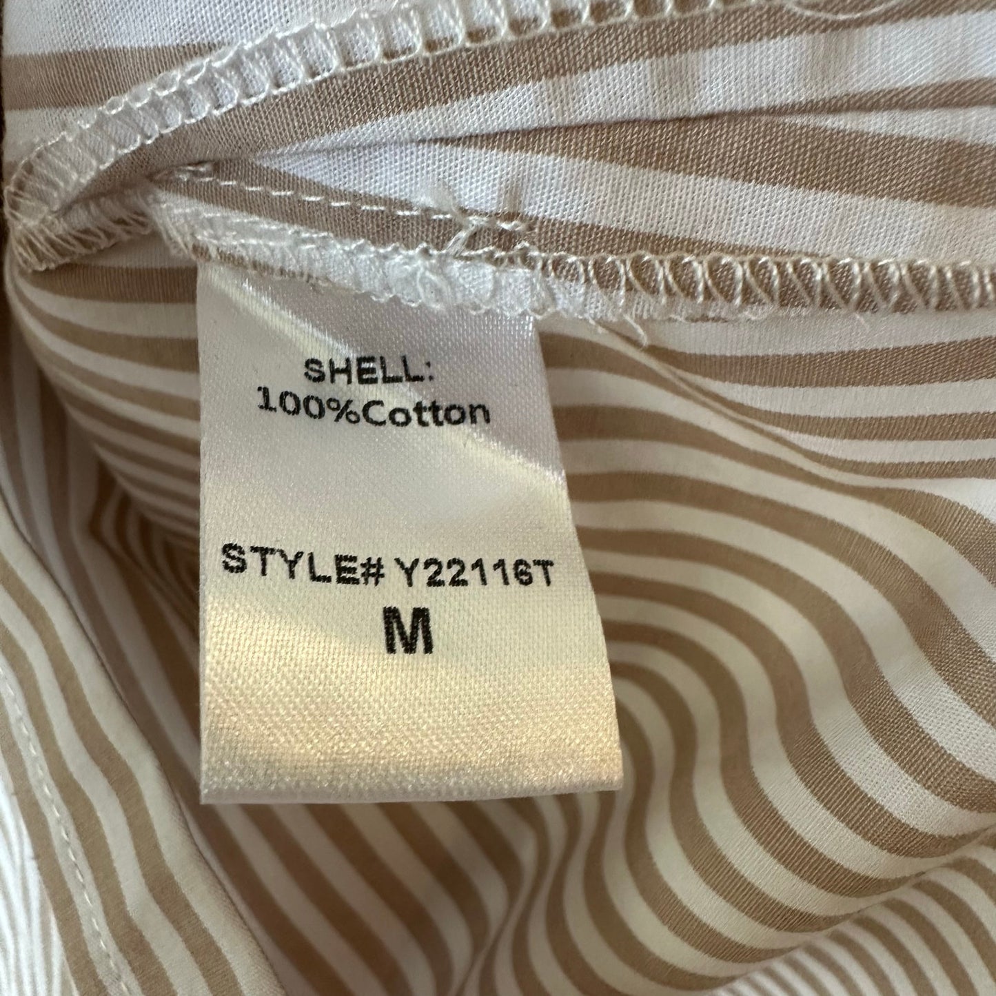 Tuckernuck Button Down Shirt Striped Beige White Cotton Adair Oversized Medium