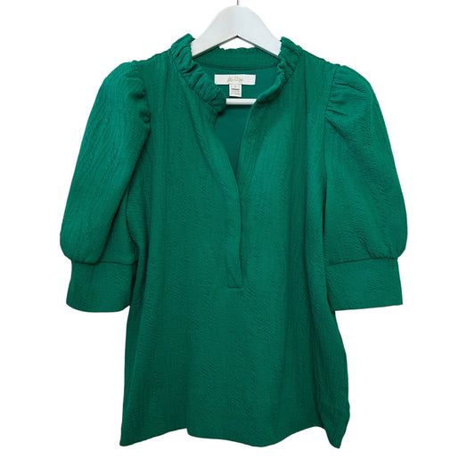 Lilly Pulitzer Elsey Ruffle Knit Top Fiddle Leaf Green Kelly Jacquard Small