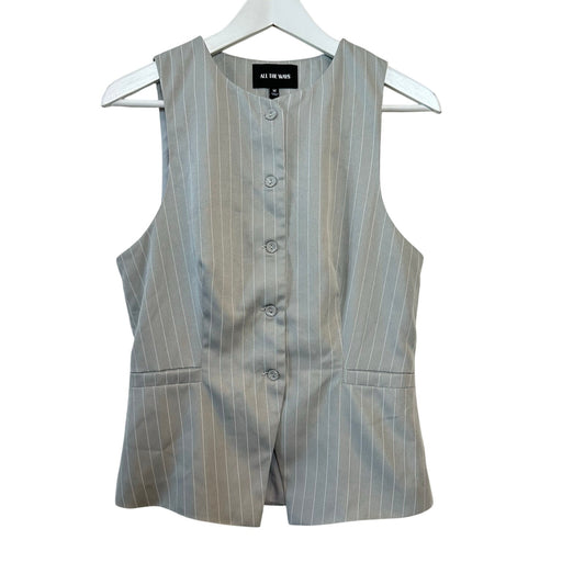 Revolve All The Ways Jianna Vest Top Grey White Pinstripes Suiting Button Medium