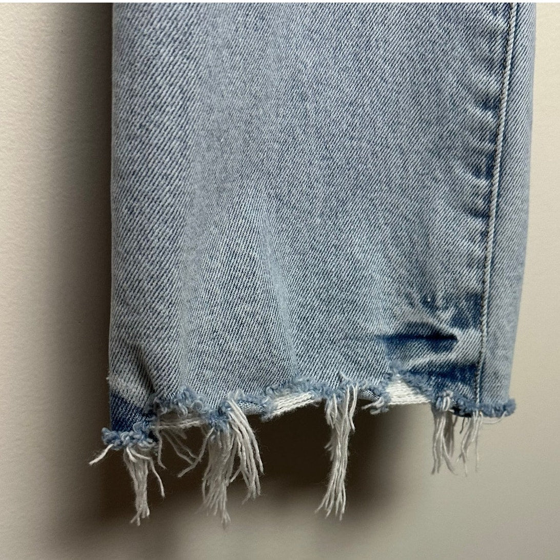 Pistola Lennon High Rise Boot Jean Raw Hem Light Wash Distressed Cropped 26