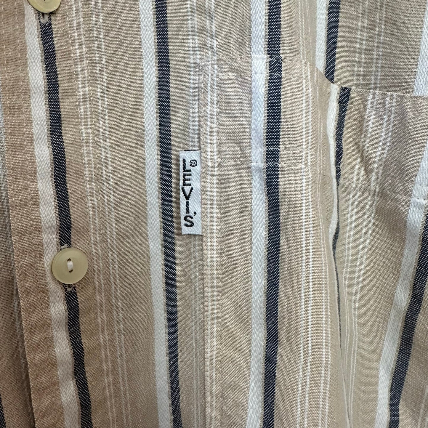 Vintage 90s Levi's Silver Label Shirt Long Sleeve Button Up Striped Silver Tab L