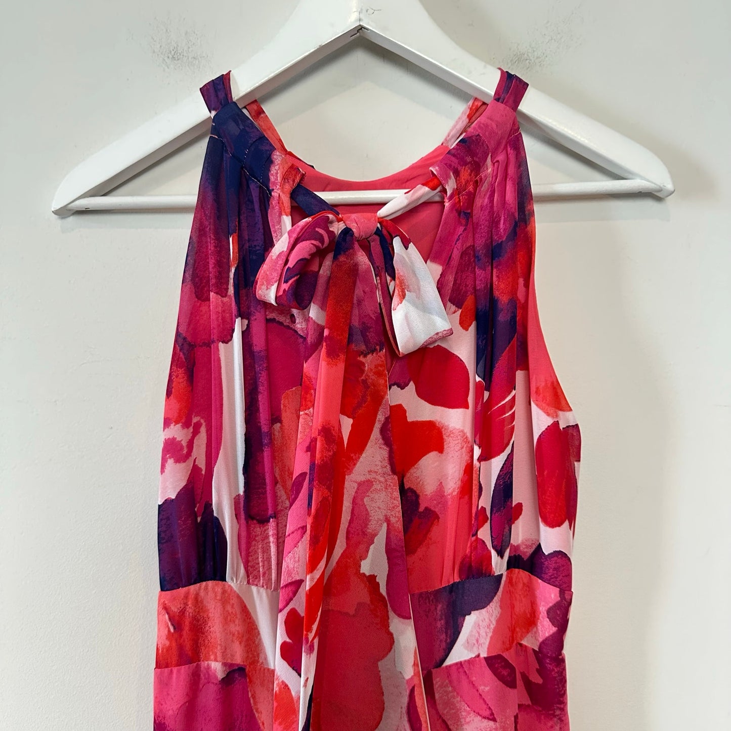 Eliza J Floral Halter Neck Maxi Dress Gown Pink Purple Chiffon Formal 2P