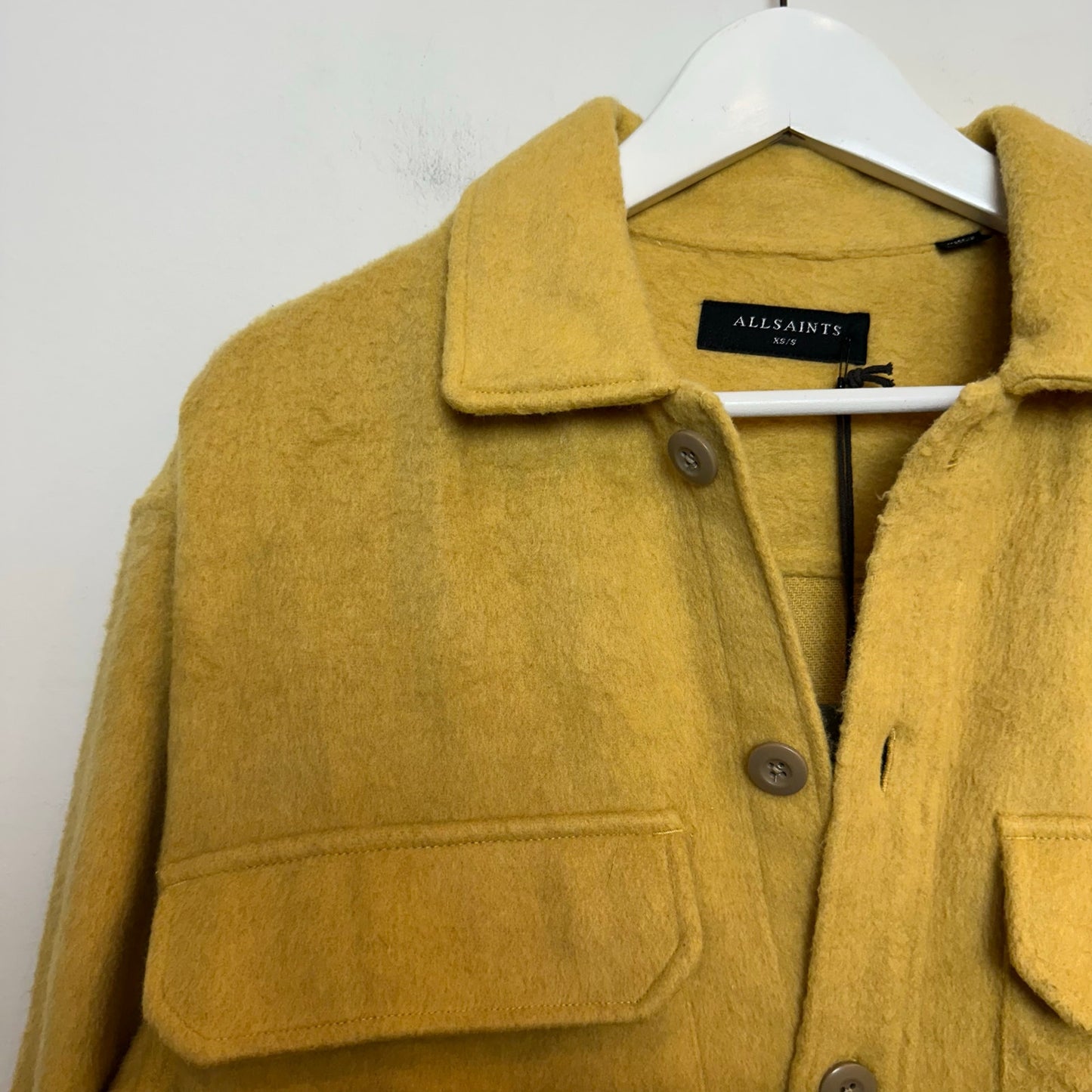 NWT Allsaints Colton Shirt Overshirt Shacket Shirt Jacket Oversized Yellow Small