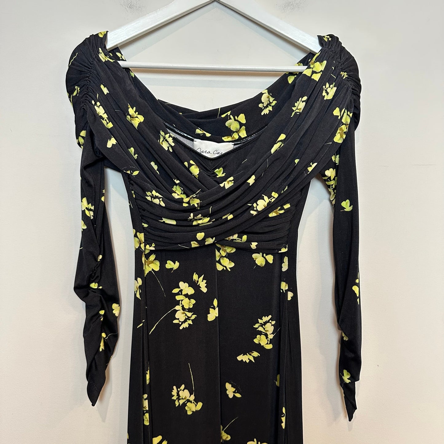 NWT Cara Cara Mirana Dress Off-the-shoulder Floral jersey Maxi Long Sleeve M