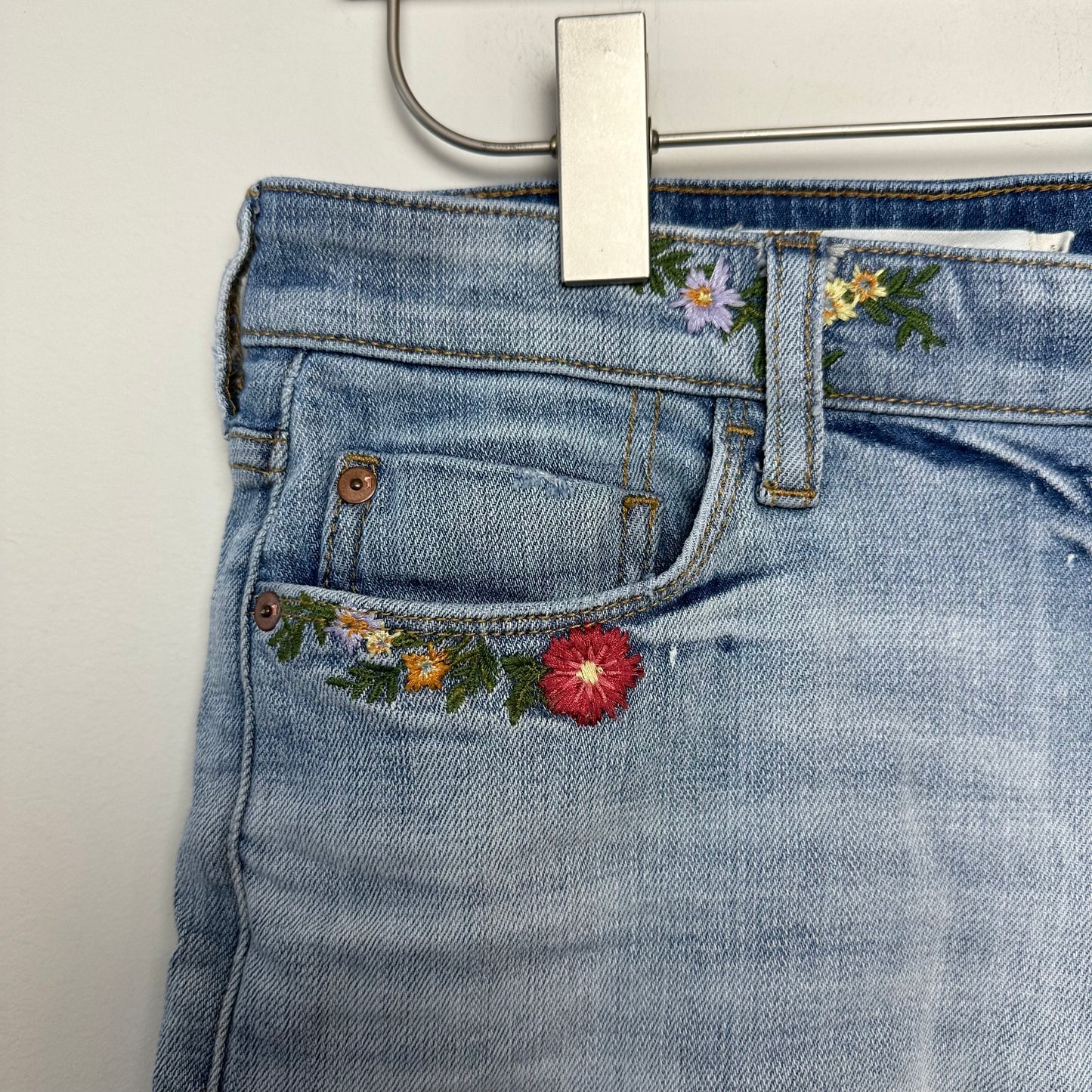 Anthropologie Pilcro and the Letterpress Slim Boyfriend Floral Fruit Embroidered Jean Shorts 27