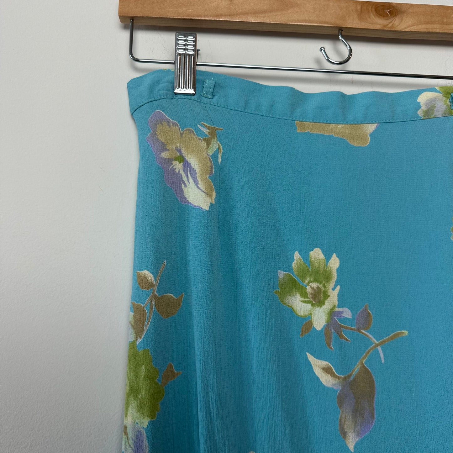 Vintage 90s Casual Corner Blue Floral Maxi Skirt 10