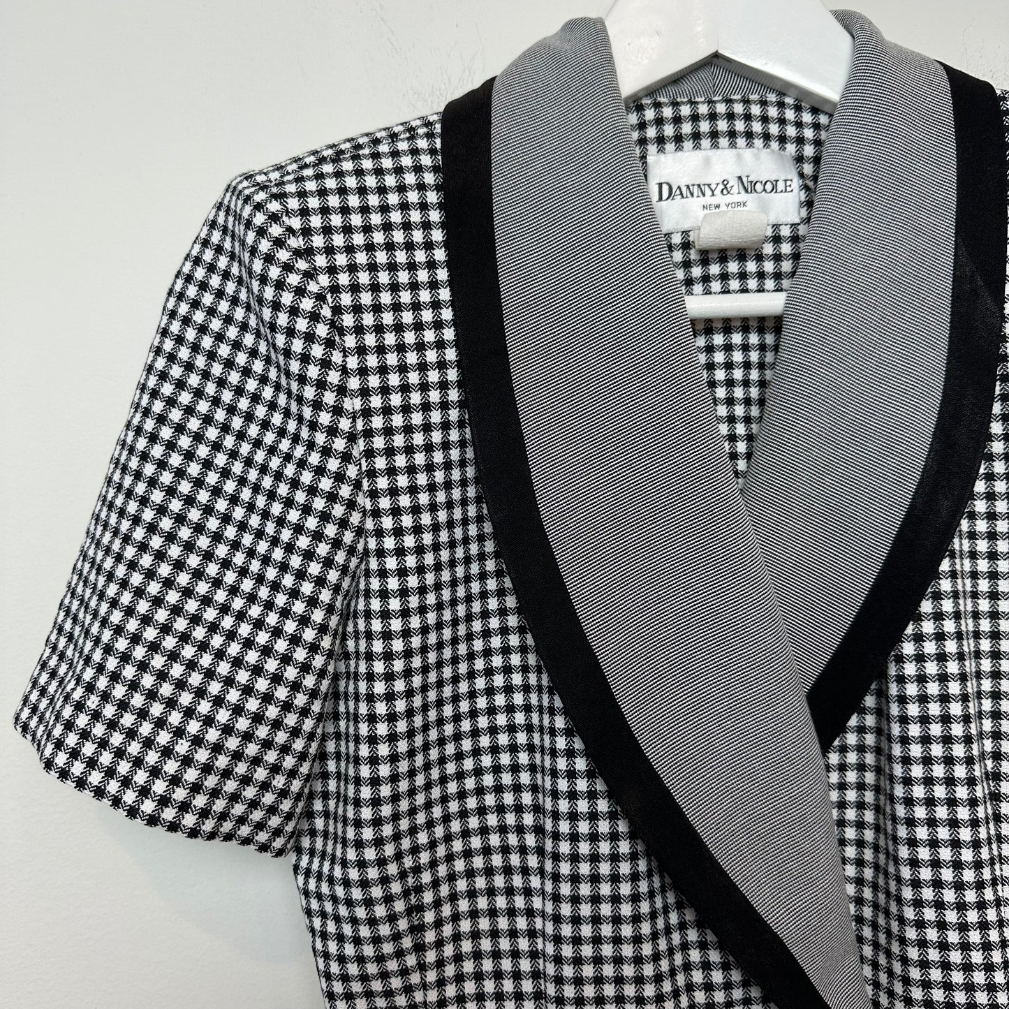 Vintage 80s Danny and Nicole Blazer Dress Black White Gingham 4P Made in the USA