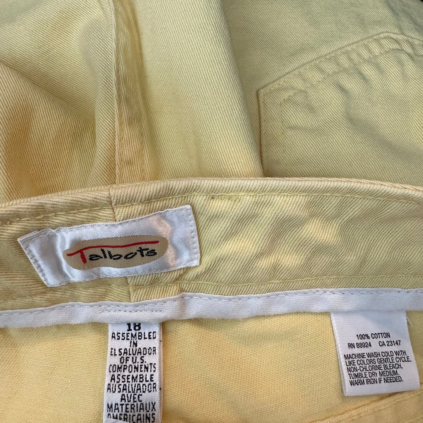 Vintage 90s Talbots High Rise Yellow Denim Shorts Cotton Size 18