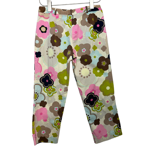 Y2K Talbots Bold Floral Print Cropped Capri Pants High Rise Stretch 2P