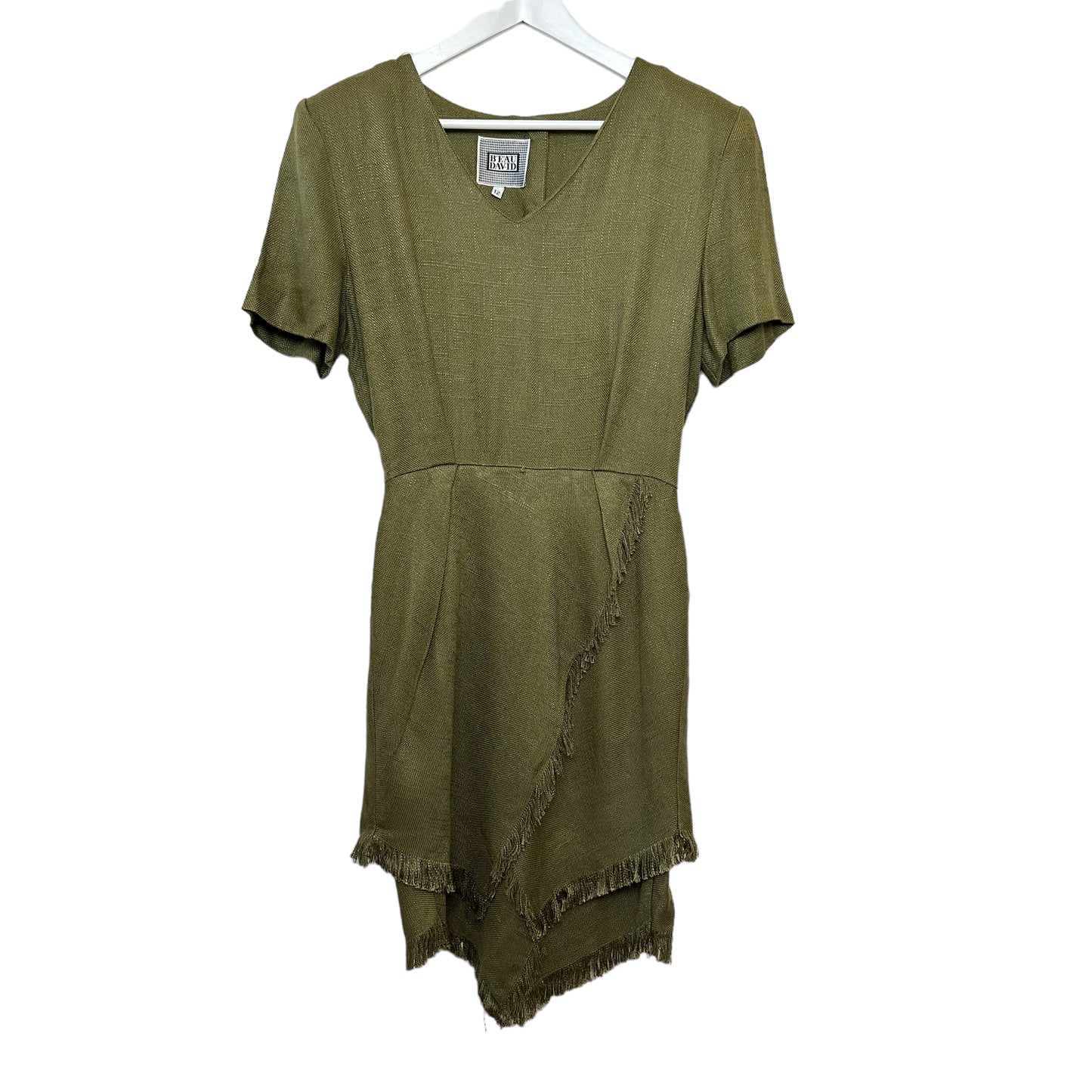 Vintage Beau David Olive Green Dress Tapestry Fringe 12