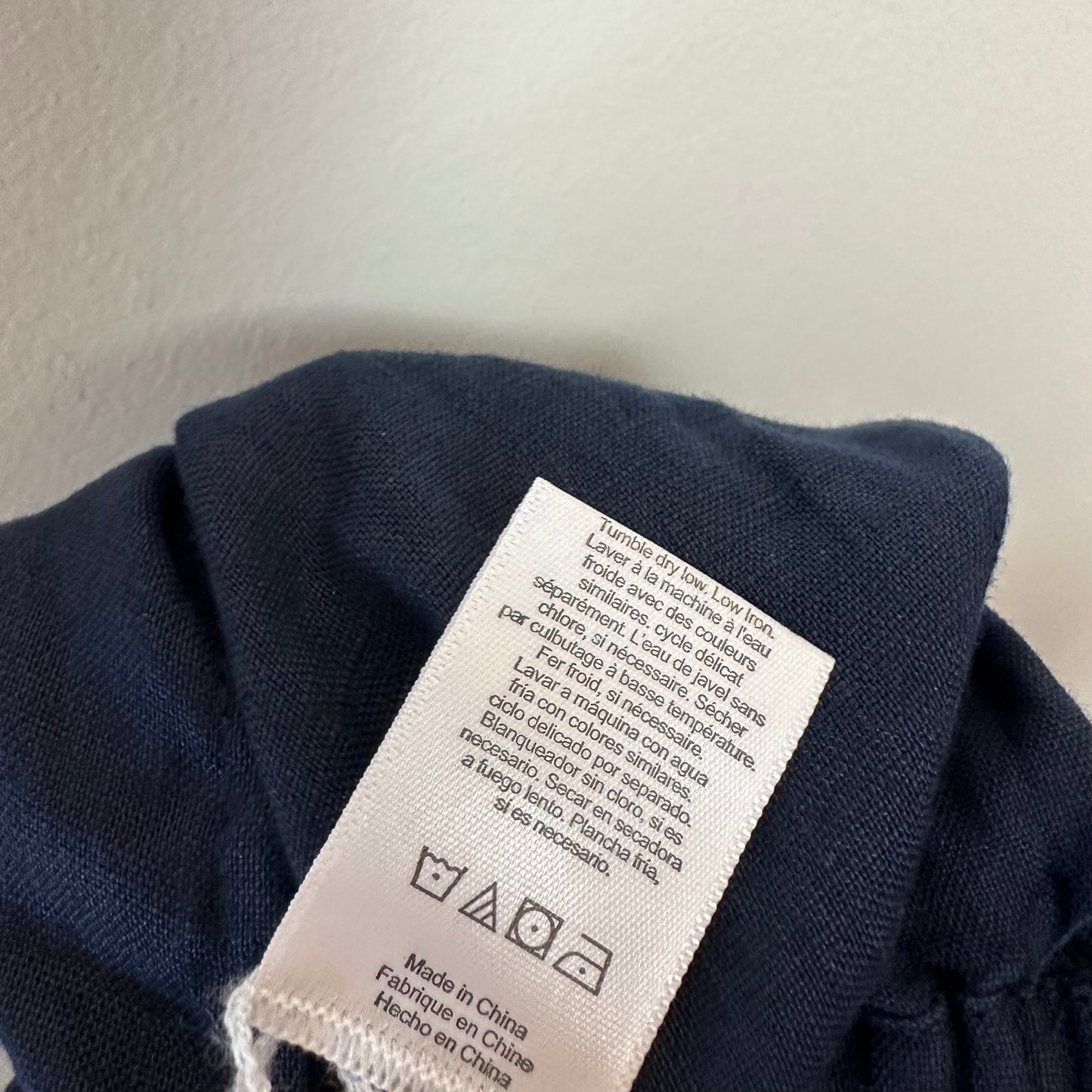 Lunya Woven Linen Shorts Navy Blue Medium Pull On High Rise