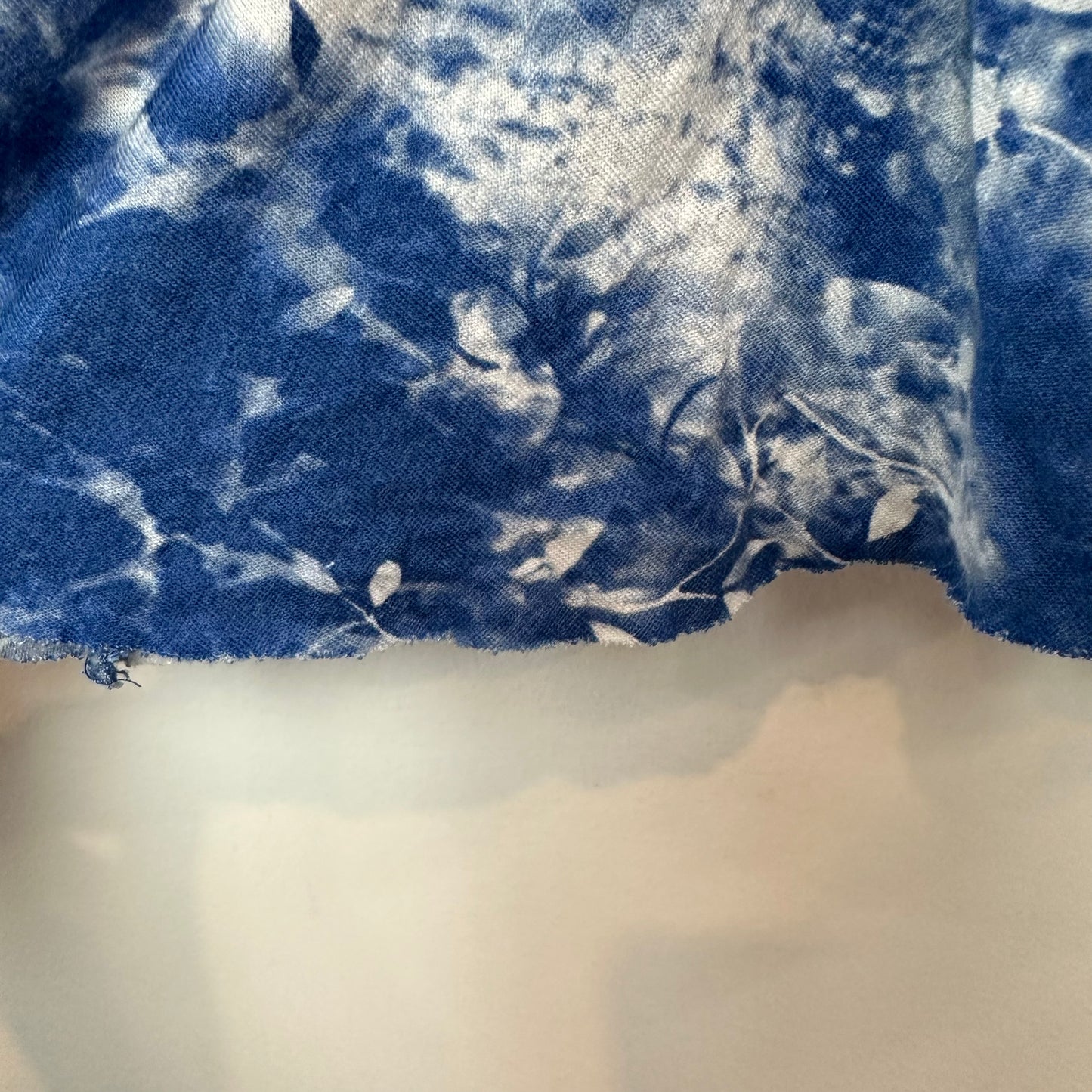 Free People Abracadabra Blouse Blue White Tie Dye Cold Shoulder Peplum Crop Small