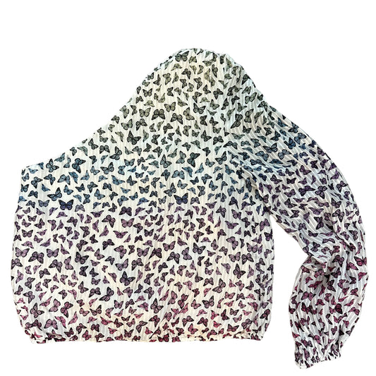 New With Tags CAMI NYC The Lenore One Shoulder Top Blouse Rainbow Butterflies Large