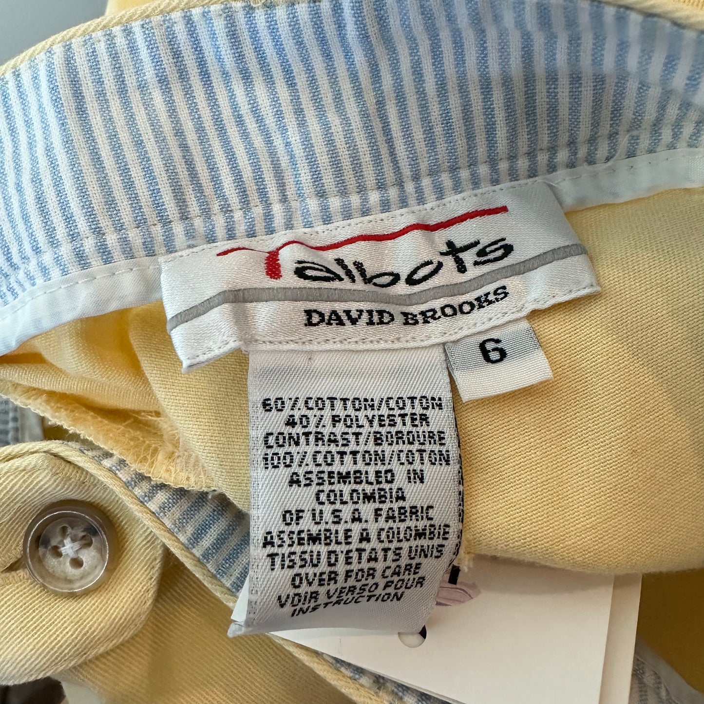 Vintage 90s Talbots David Brooks High Rise Pleated Shorts Yellow Long 6
