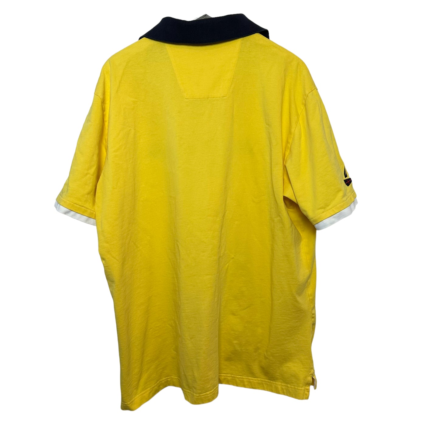 Nautica Retro Sailing Club Polo Yellow White Striped Rugby Cotton XL