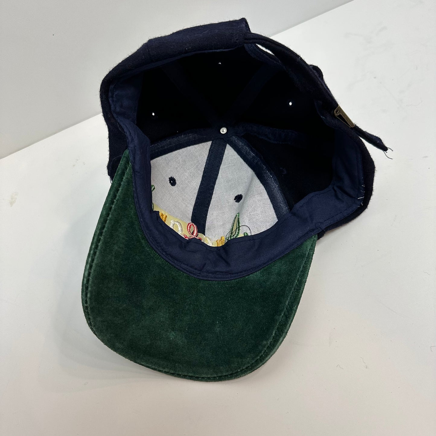 Vintage Ireland Baseball Hat Dad Hat Wool and Suede Embroidered Green Blue