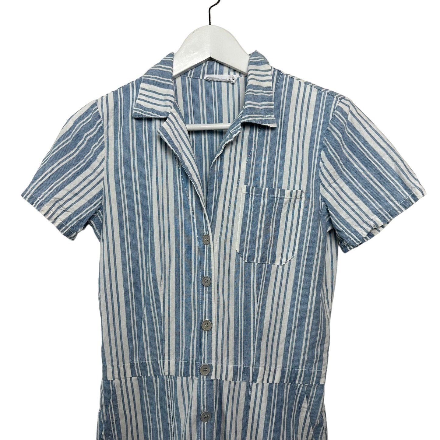 Lacausa Striped Montana Jumpsuit Coveralls Indigo Striped Cotton XS