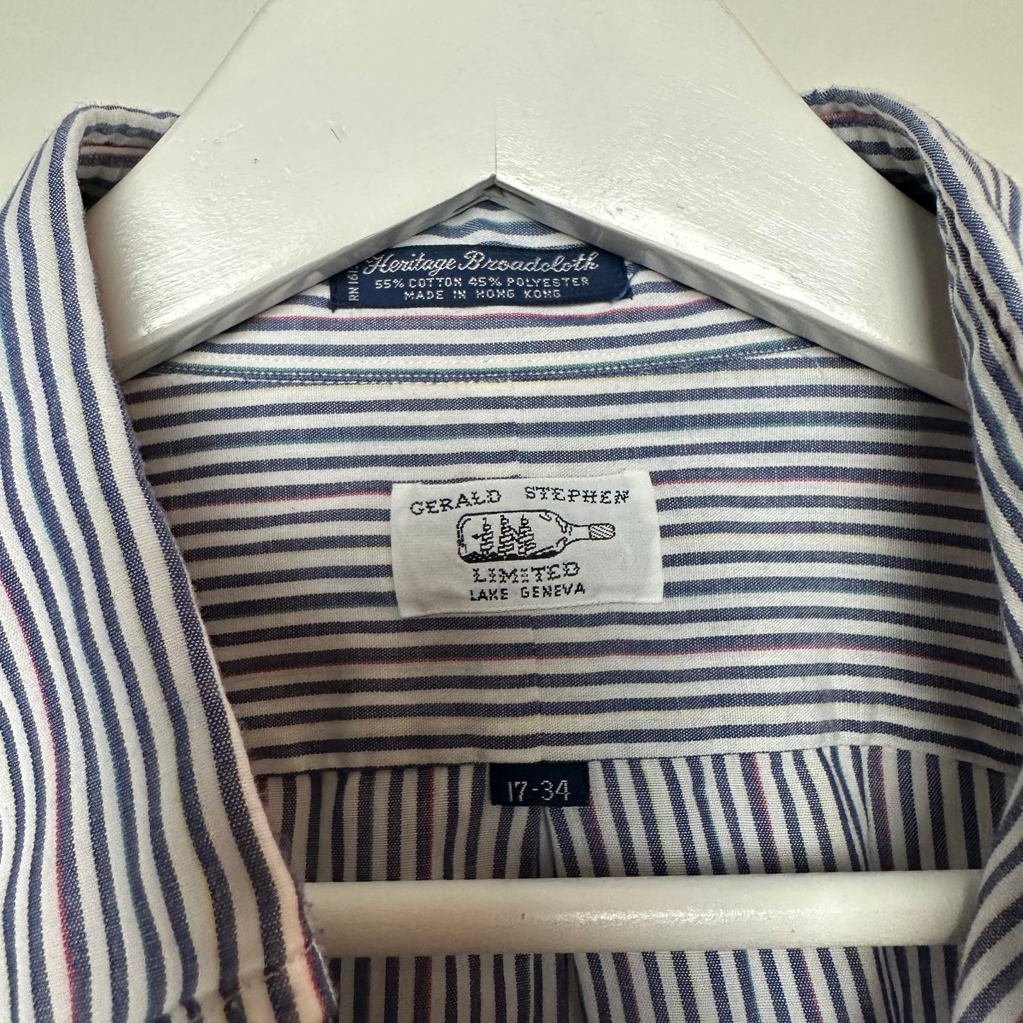 Vintage Gerald Stephen Striped Long Sleeve Button Down Shirt 17 34