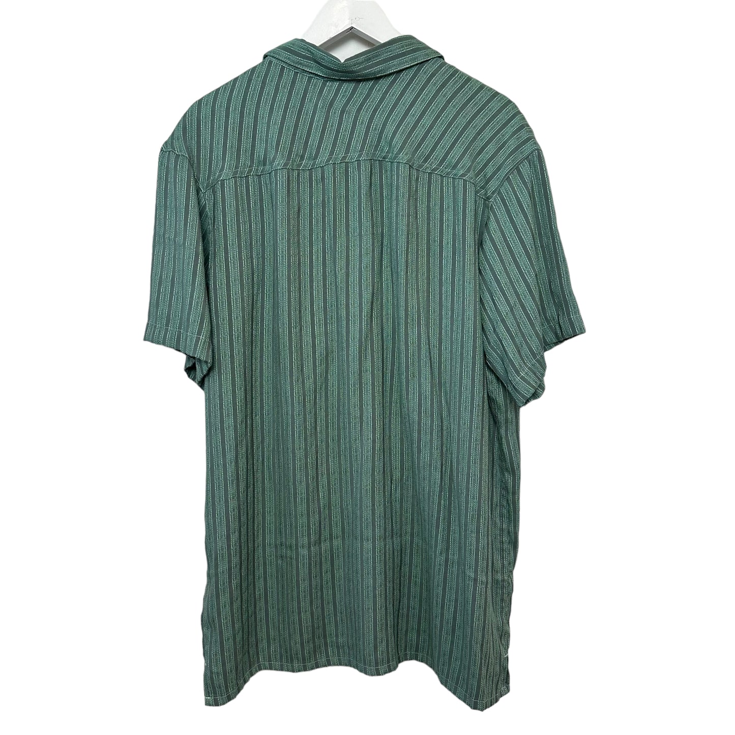 Columbia Short Sleeve Button Down Shirt Blue Green Striped Regular Fit Large