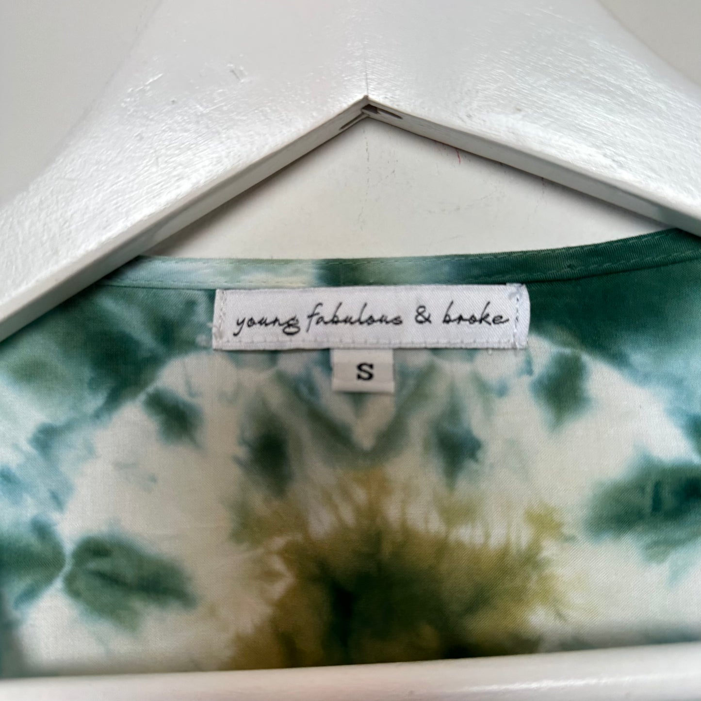 Young Fabulous and Broke Tie Dye Blouse Top Blue Green Small