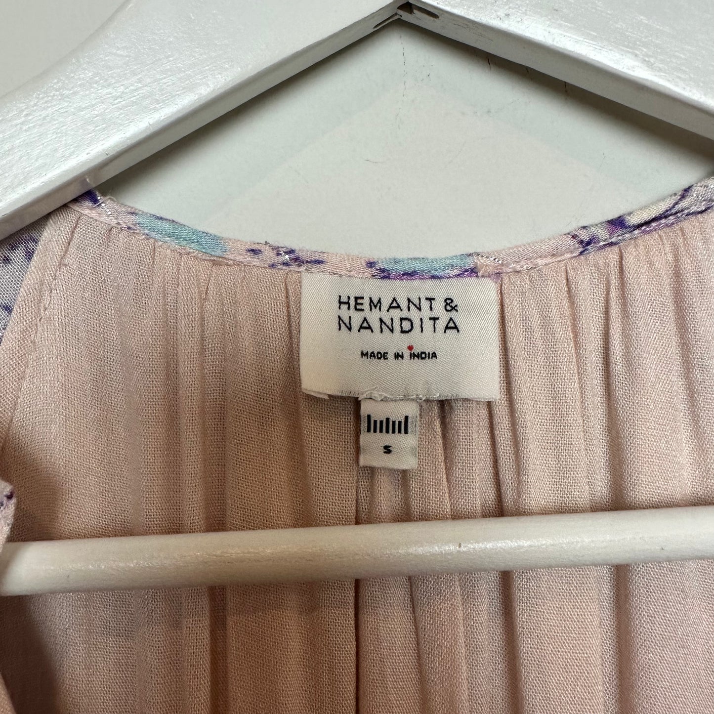 Hemant and Nandita Asia Floral Print Mini Dress Pink Lilac Floral Small