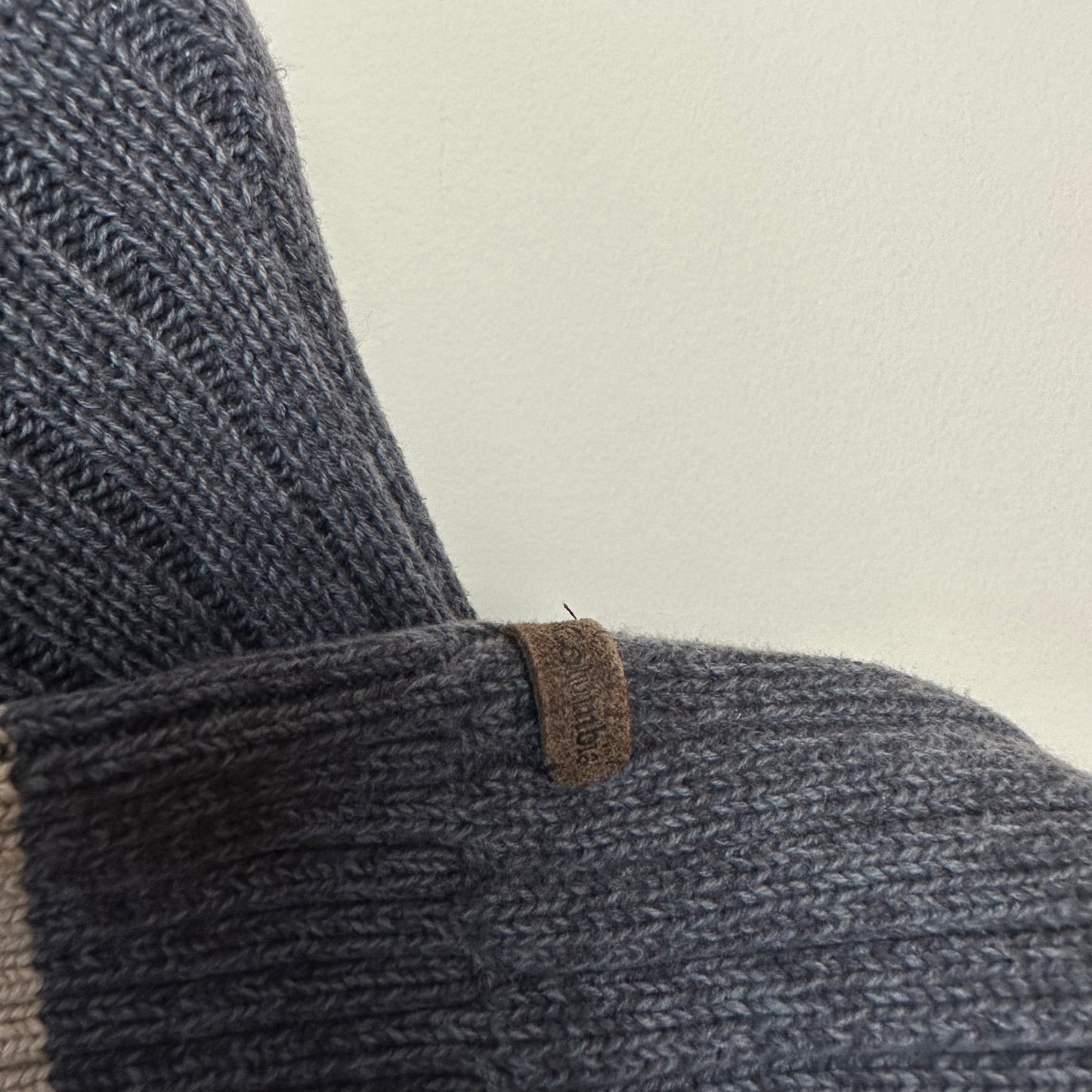 Vintage 90s Columbia Chunky Knit Pullover Sweater Crewneck XL Grey Ribbed