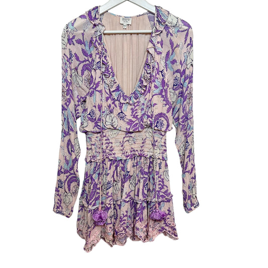 Hemant and Nandita Asia Floral Print Mini Dress Pink Lilac Floral Small