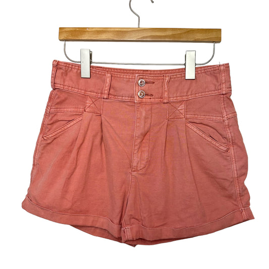 Anthropologie Pilcro and the Letterpress Relaxed Pleated Front High Rise Utility Shorts Sienna Pink 27