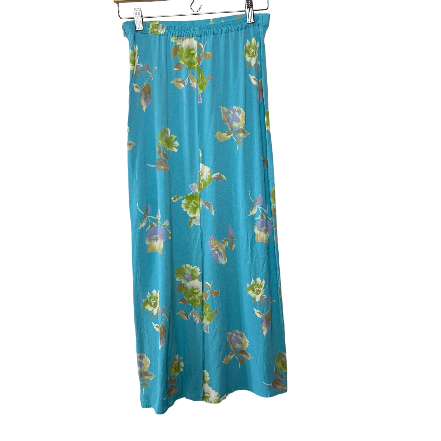 Vintage 90s Casual Corner Blue Floral Maxi Skirt 10