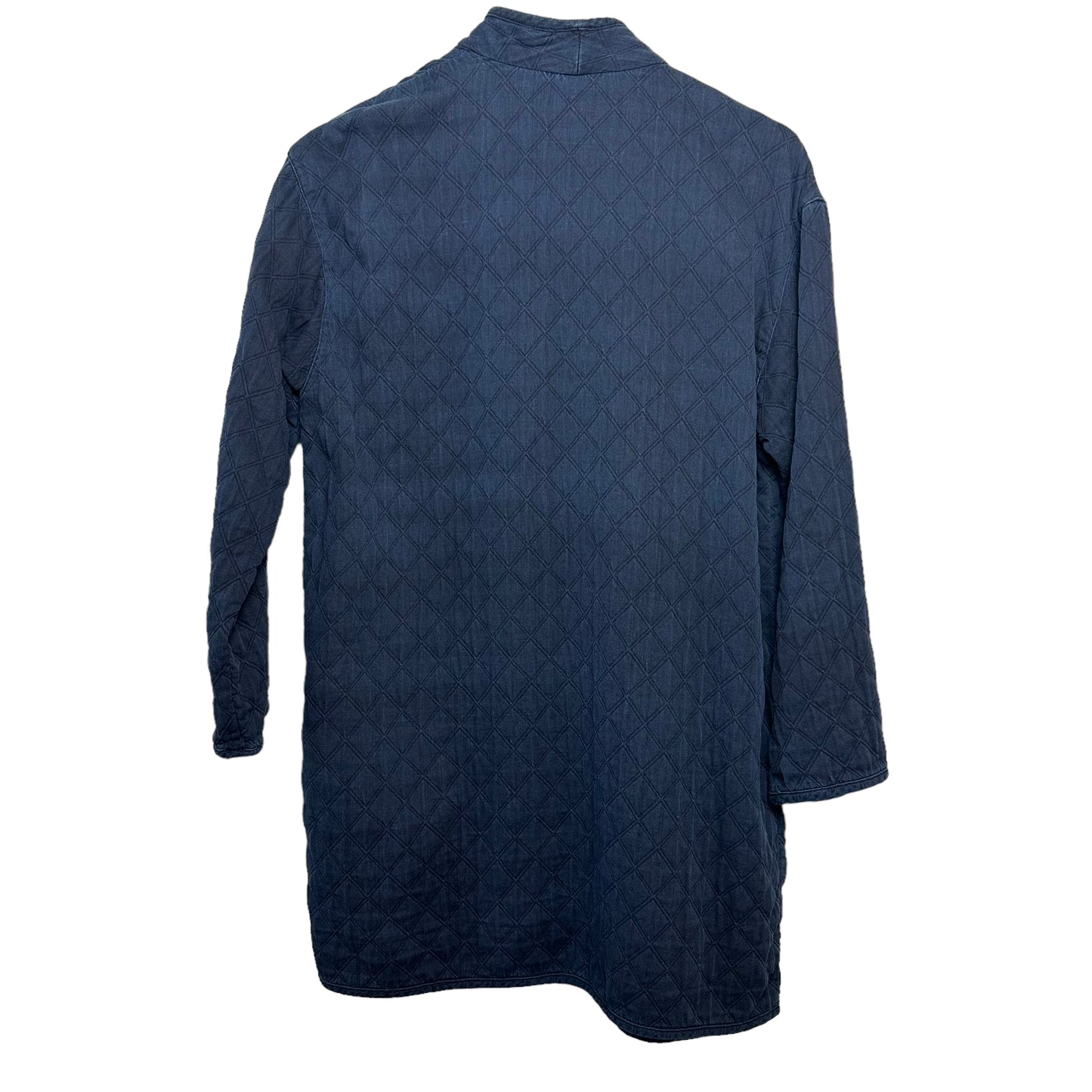 Eileen Fisher Open Front Quilted Jacket Blue Organic Cotton Small