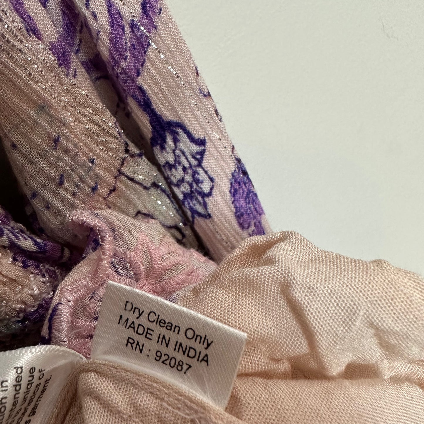 Hemant and Nandita Asia Floral Print Mini Dress Pink Lilac Floral Small